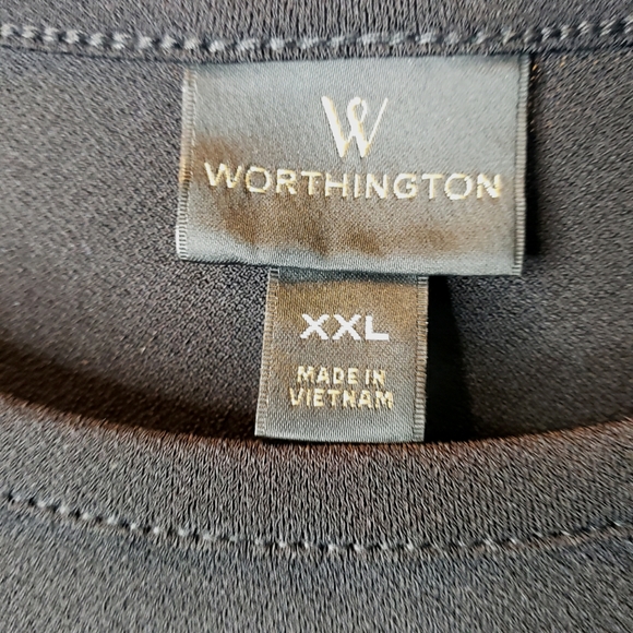 Worthington Woman Dress Black Tie Front 3/4 Sleeves Stretchy Size XXL NWT - Picture 5 of 11